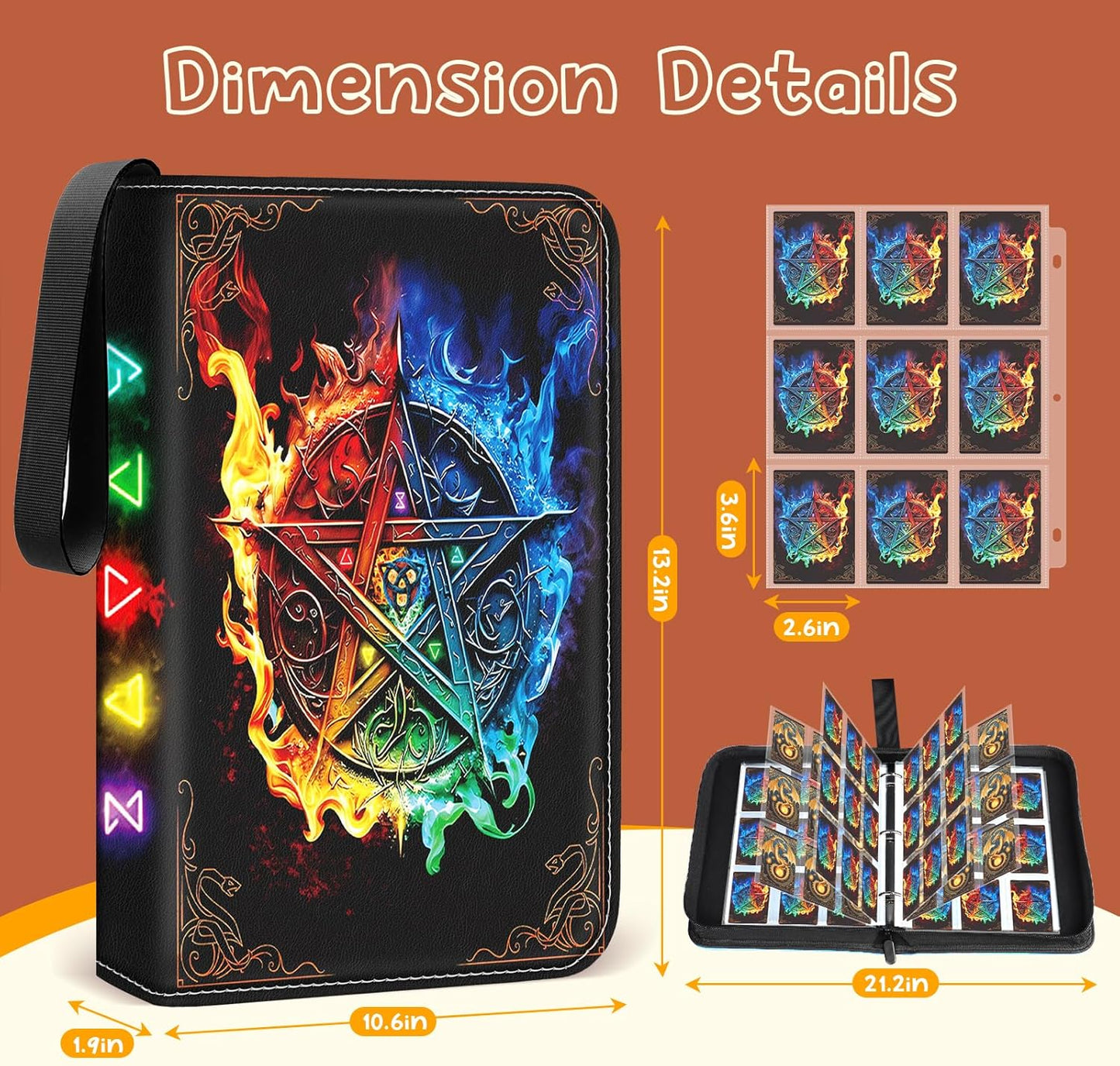 Skiennix Card Binder - 9 Pocket Trading Card Storage with 50 Removable Sleeves | Large Colorful Design for MTG & Sports Cards
