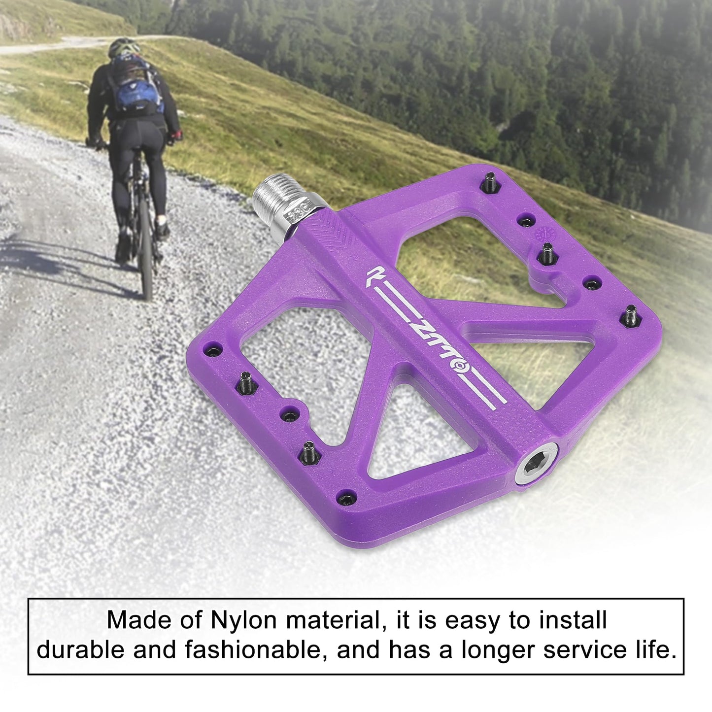X AUTOHAUX 1 Pair Nylon Rear Foot Peg Flat Pedal Footrests Universal Purple Fit 9/16 Inch Axles BMX MTB Bike Bicycle