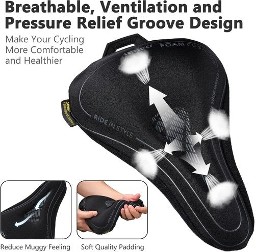 DAWAY Comfortable Bike Seat Cover - C3 Gel & Memory Foam Cushion for Peloton, Stationary, and Mountain Bikes