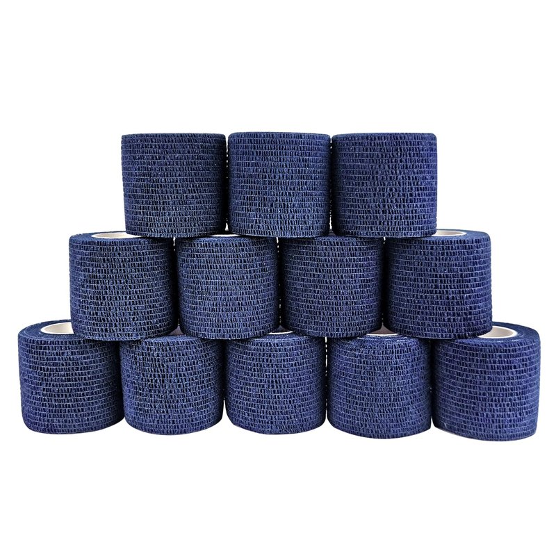 COMOmed Self Adherent Cohesive Bandage 2"x5 Yards First Aid Bandages Stretch Sport Athletic Wrap Vet Tape for Wrist Ankle Sprain and Swelling,Navy Blue(12 Rolls)