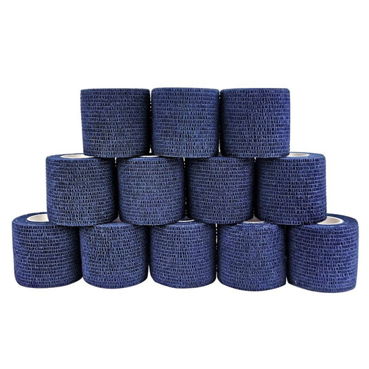 COMOmed Self Adherent Cohesive Bandage 2"x5 Yards First Aid Bandages Stretch Sport Athletic Wrap Vet Tape for Wrist Ankle Sprain and Swelling,Navy Blue(12 Rolls)
