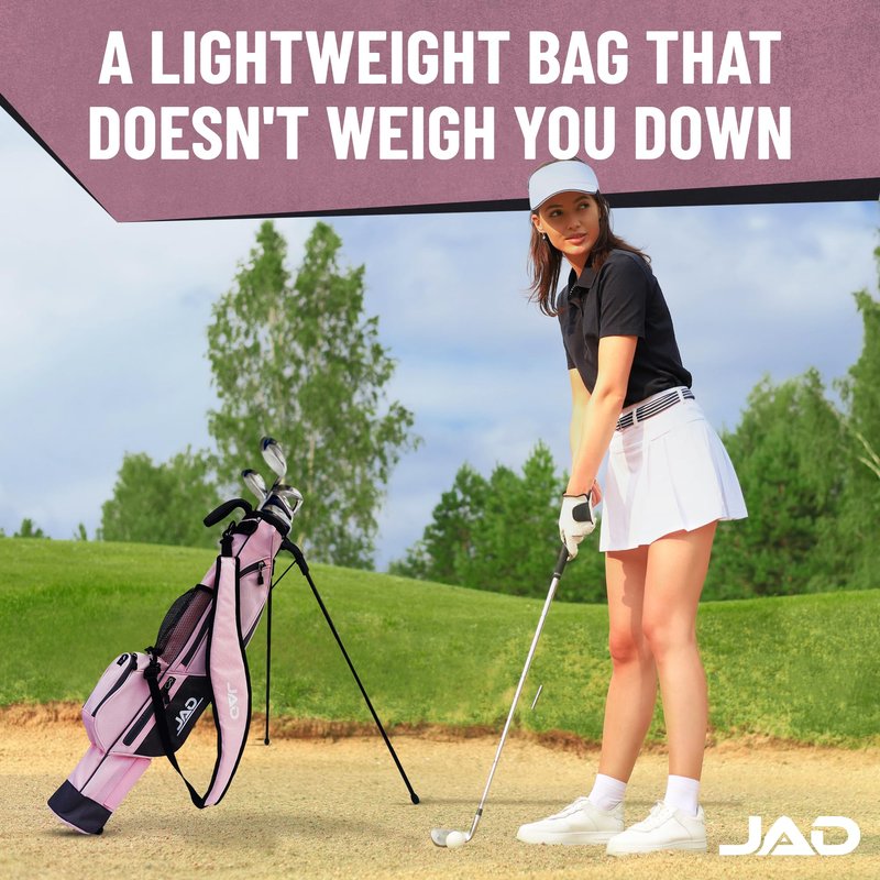Sunday Golf Bag - Premium Everyday Sunday Golf Bag with Stand for Men, Women and Ladies, Ultra Lightweight, Easy to Carry Pitch n Putt Carry Bag (Pink)