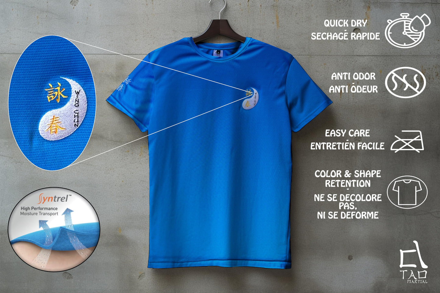 TAO MARTIAL Wing Chun T-Shirt Quick Dry Lightweight Breathable Sport Tshirt, ST222 (Pink, Size S)