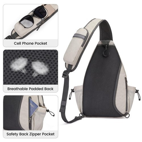 G4Free Large Pickleball Bag, Crossbody Sling Bag for Men Women, Pickleball Paddle Backpack Gifts for Sports, Ivory