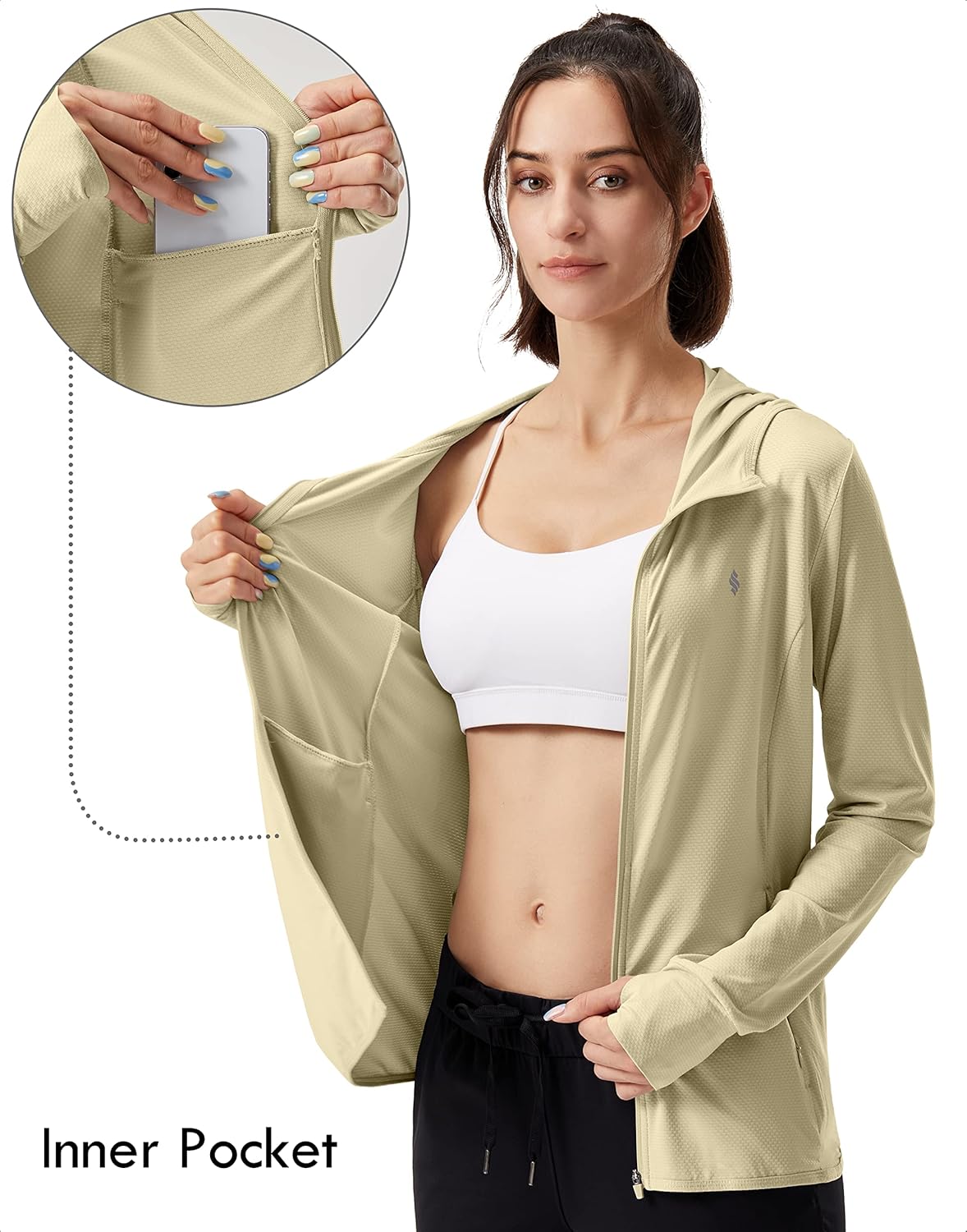 Soothfeel Women's Sun Protection Hoodie Jacket - Lightweight UPF 50+ Long Sleeve for Outdoor Hiking