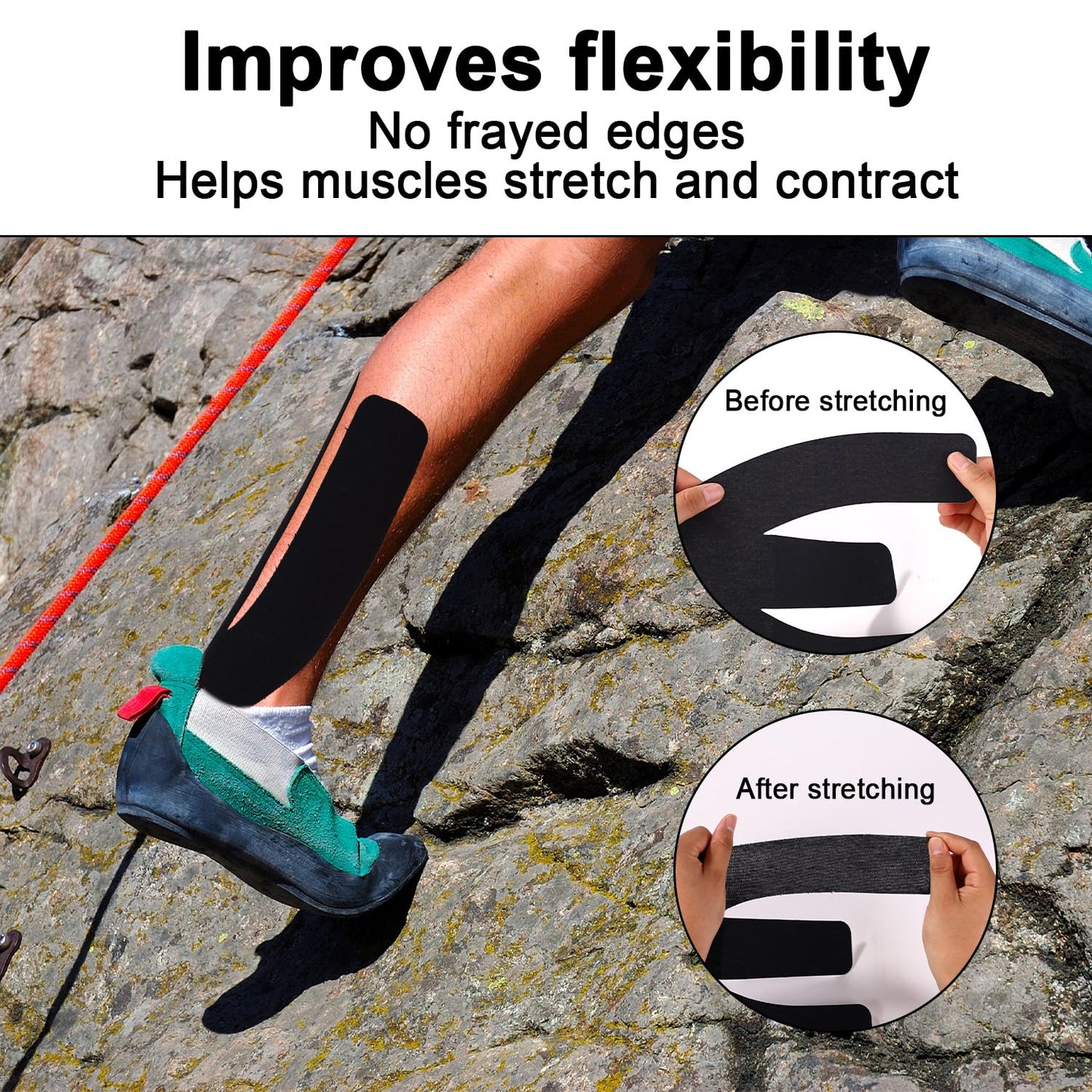 12pcs Precut Kinesiology Tapes for Achilles Tendon, Elastic & Breathable Achilles Tendon Support Ankle Strap Sports Recovery Patch Wrap for Muscle Stability (Black)