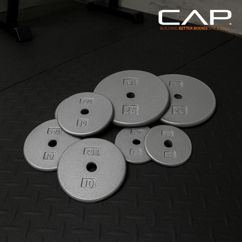 CAP Barbell Cast Iron Standard 1-Inch Weight Plate Set – Barbell Weights for Home Gym, Strength Training, and Weightlifting, 1.25 lb Set of 6, Black