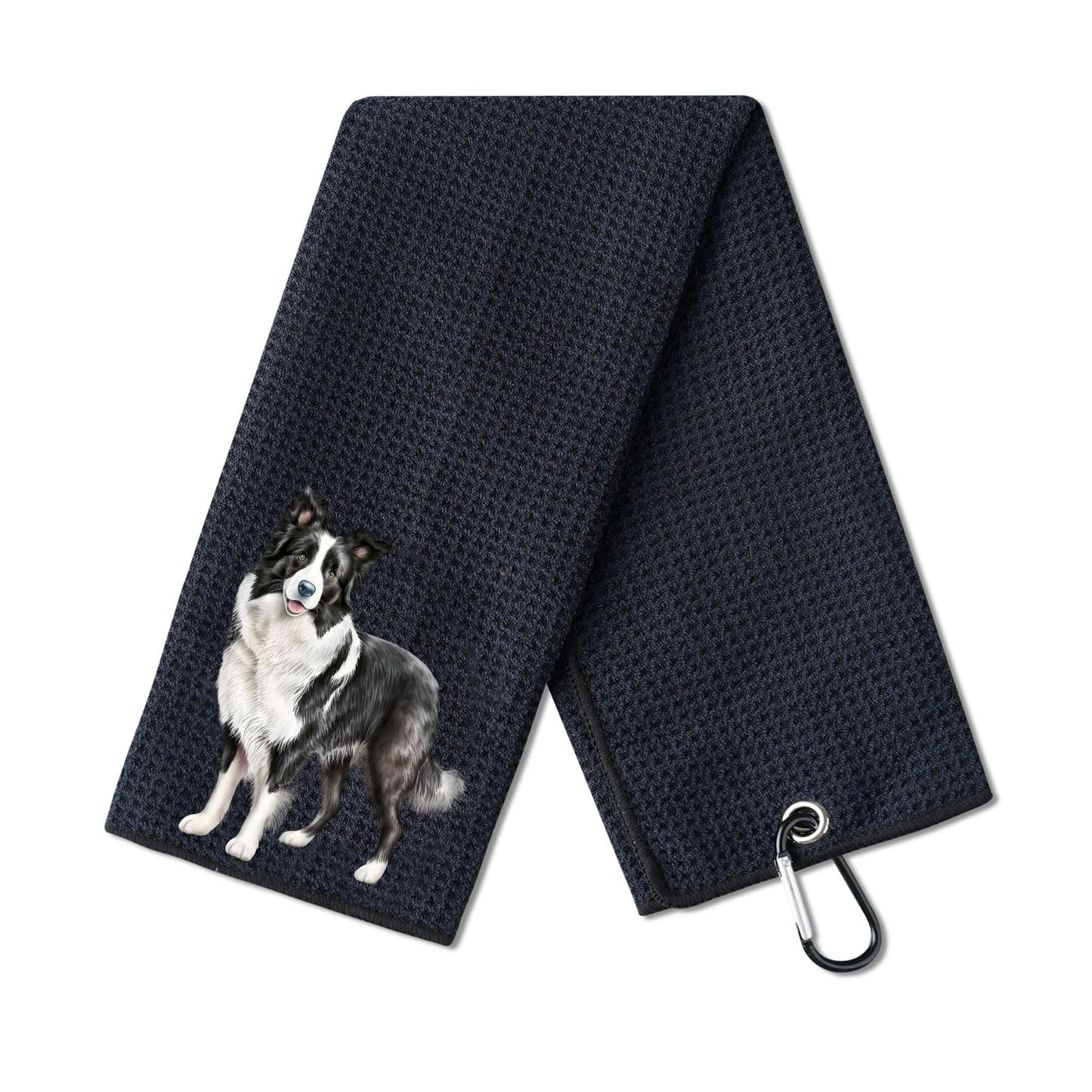 CybGene Border Collie Gifts Golf Towel, Gifts for Border Collie Lovers, 40 x 60cm Microfiber Golf Towel for Golf Bags for Birthday, Christmas