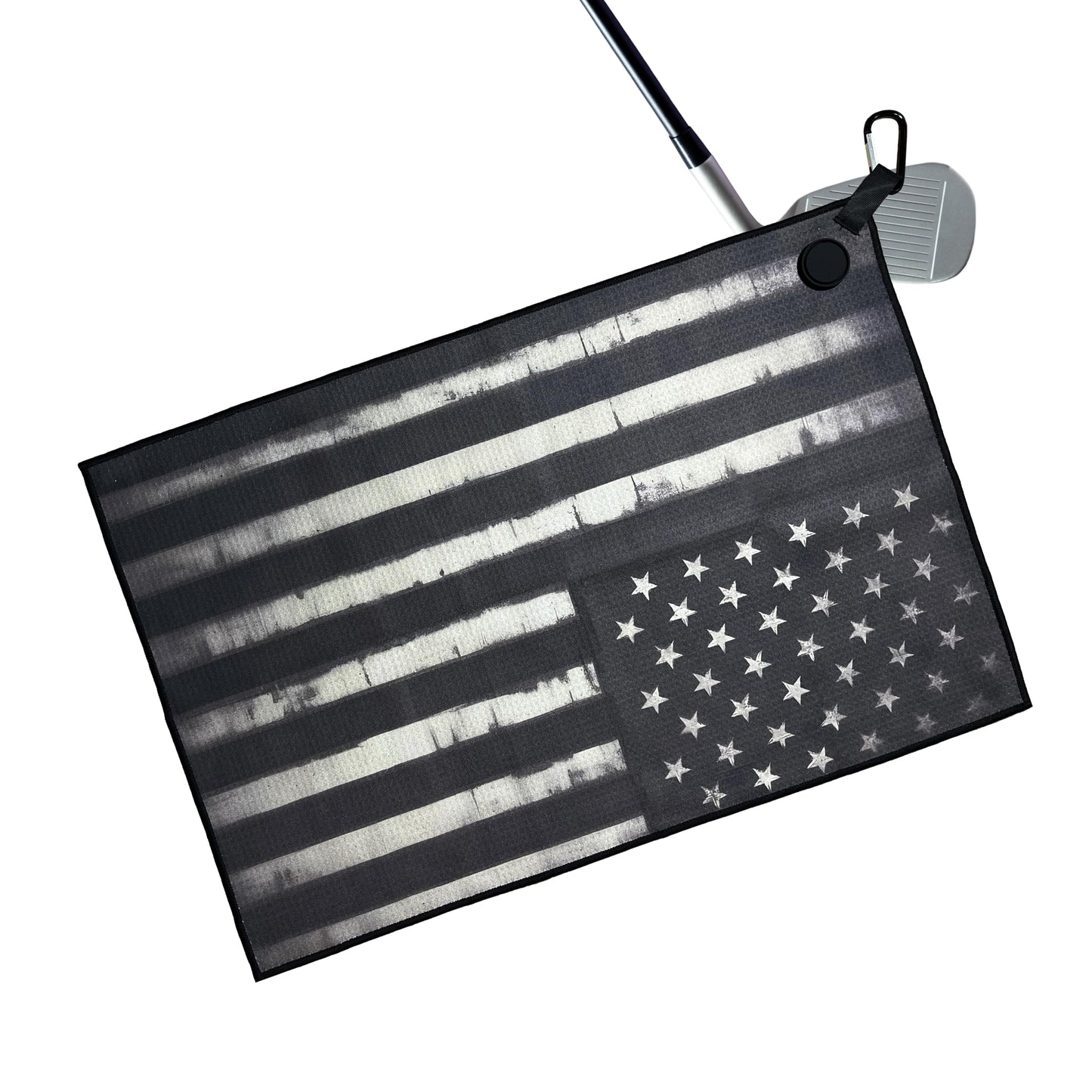 FCYDMN Magnetic Black American Flag Golf Towel 24×16 Inches Golf Towels for Golf Bags with Magnet and Carabiner Clip