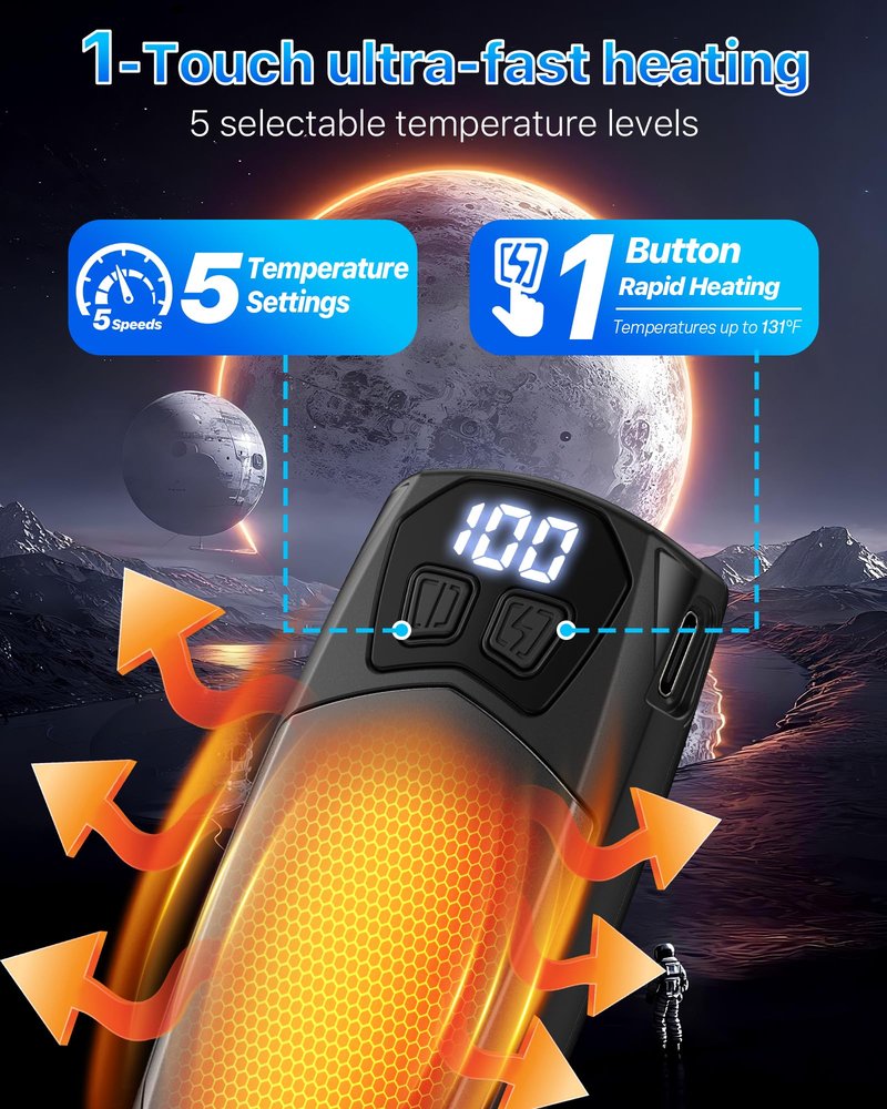 Kesguar Hand Warmers Rechargeable 2 Pack - 6000mAh Electric AI Handwarmers, LED Display & 5-Level Heating, 20Hrs Long Lasting, 2-in-1 Portable Heater, Gifts for Valentine's Day/Golf/Hunting