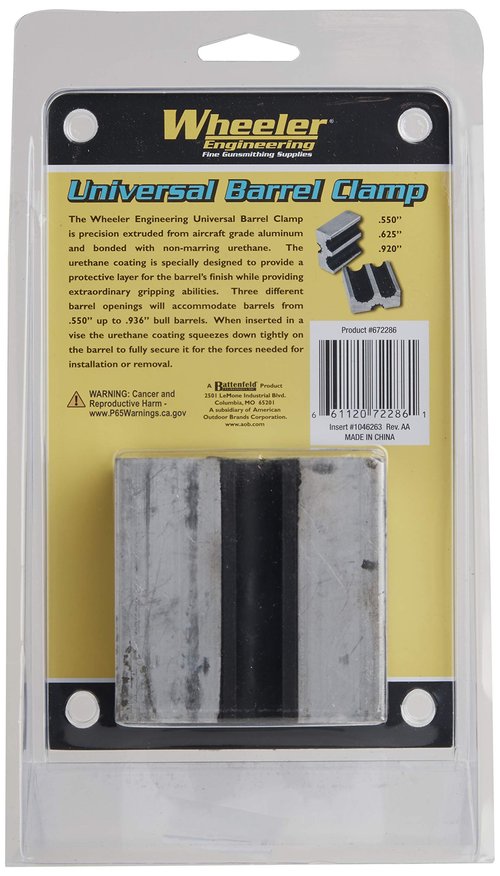 Wheeler Universal Barrel Clamp Constructed from Aircraft Grade Aluminum with Non-Marring Surface for Firearms and Gunsmithing, Silver