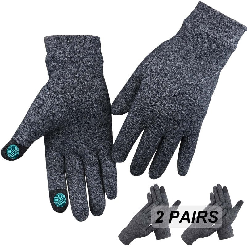 2 Pairs Arthritis Gloves for Pain, Hand Compression Gloves for Women Men, Carpal Tunnel, Joint Pain, Rheumatoid Arthritis Hand Support - Touchscreen Gloves for Typing, Work (Full Finger, Medium)