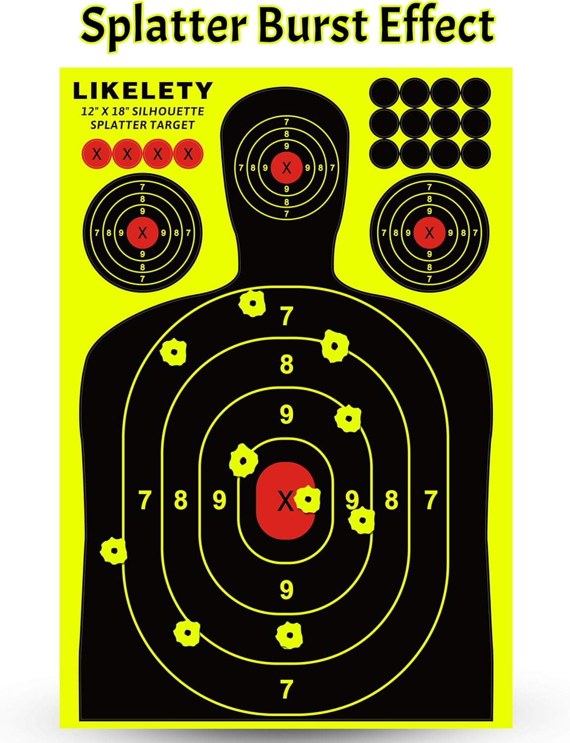 Silhouette 12x18 Inch Adhesive Splatter Shooting Targets - 10/25/50 Pack for Indoor/Outdoor Practice