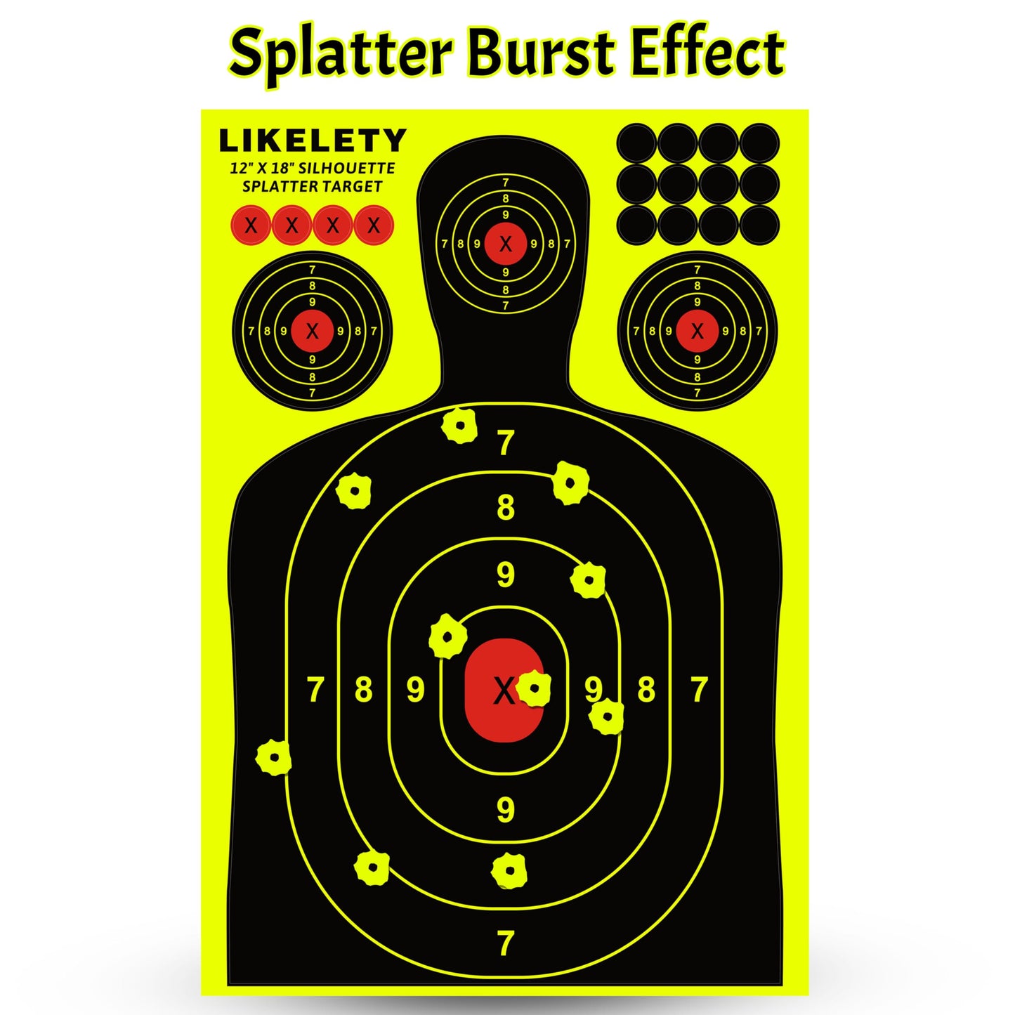 LikeLety 12" x 18" Splatter Targets, Adhesive, Reactive, Shooting Target