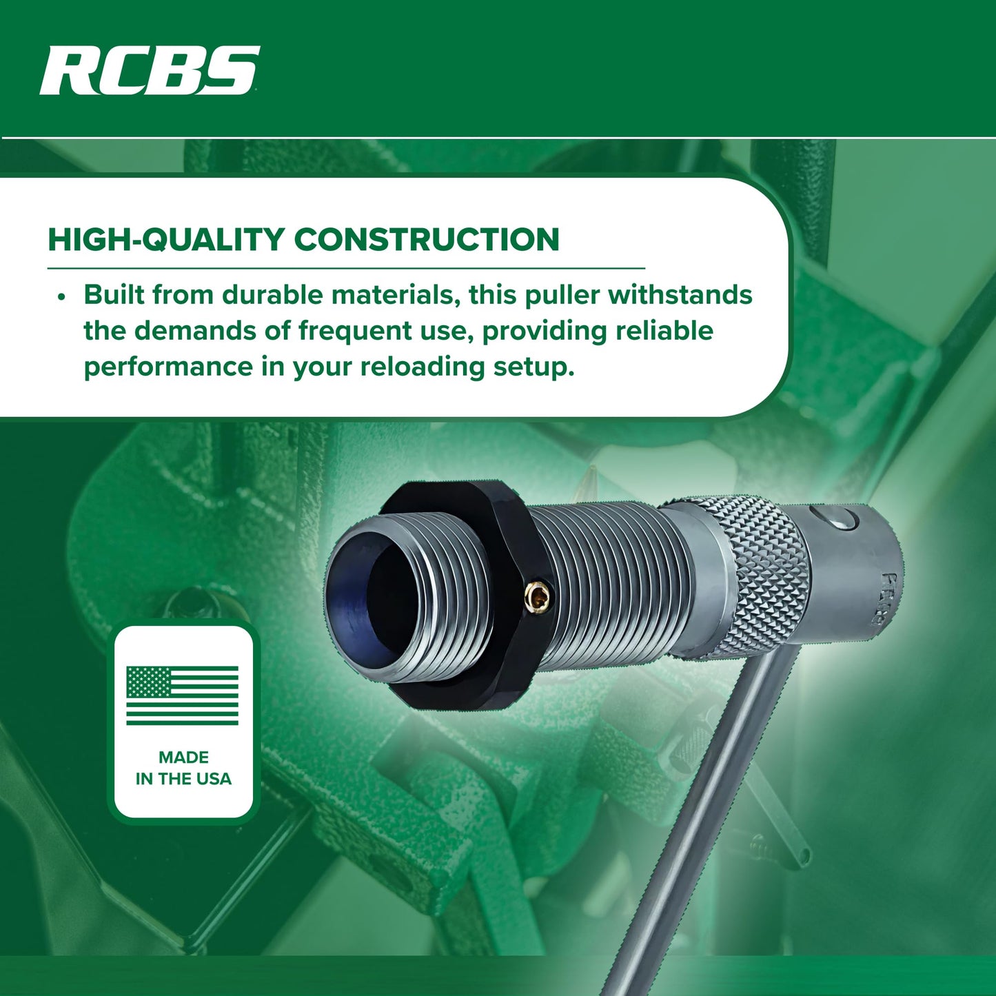 RCBS Bullet Puller – Collet Style – Single Stage Press Compatible – Green