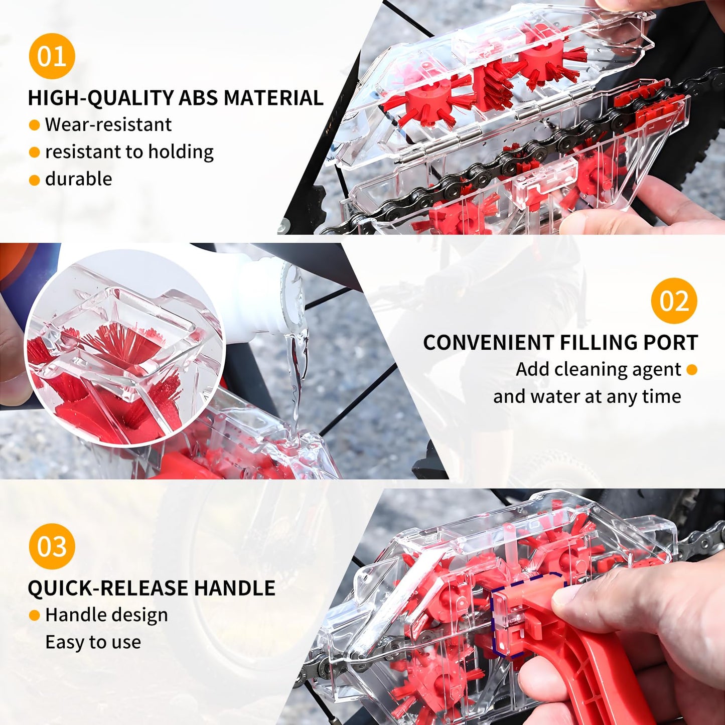 AXIONA ELEMENTS Bike Chain Cleaner Tool Kit – Transparent Bicycle Chain Cleaning Machine with Built-in Brushes, Quick Deep Clean Chain Washer for Mountain & Road Bikes