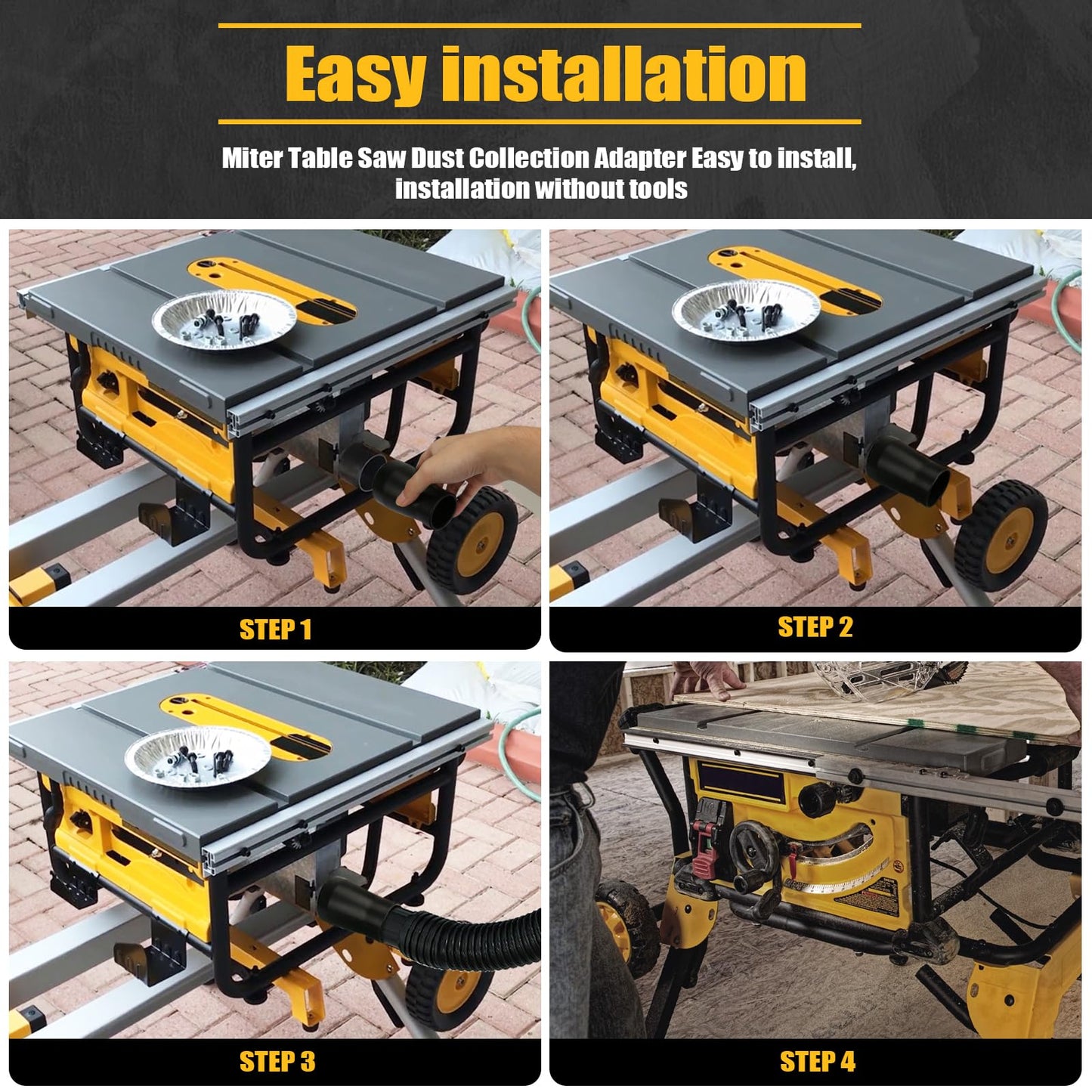 Table Saw Vacuum Adapter Replacement For Dewalt DWE7491RS Dust Collection Shop Vac Attachment Construction - Suitable for connecting 2 1/2 "table saw outlet to 1 7/8" Shop Vac Hose, Fit Most Table Saw