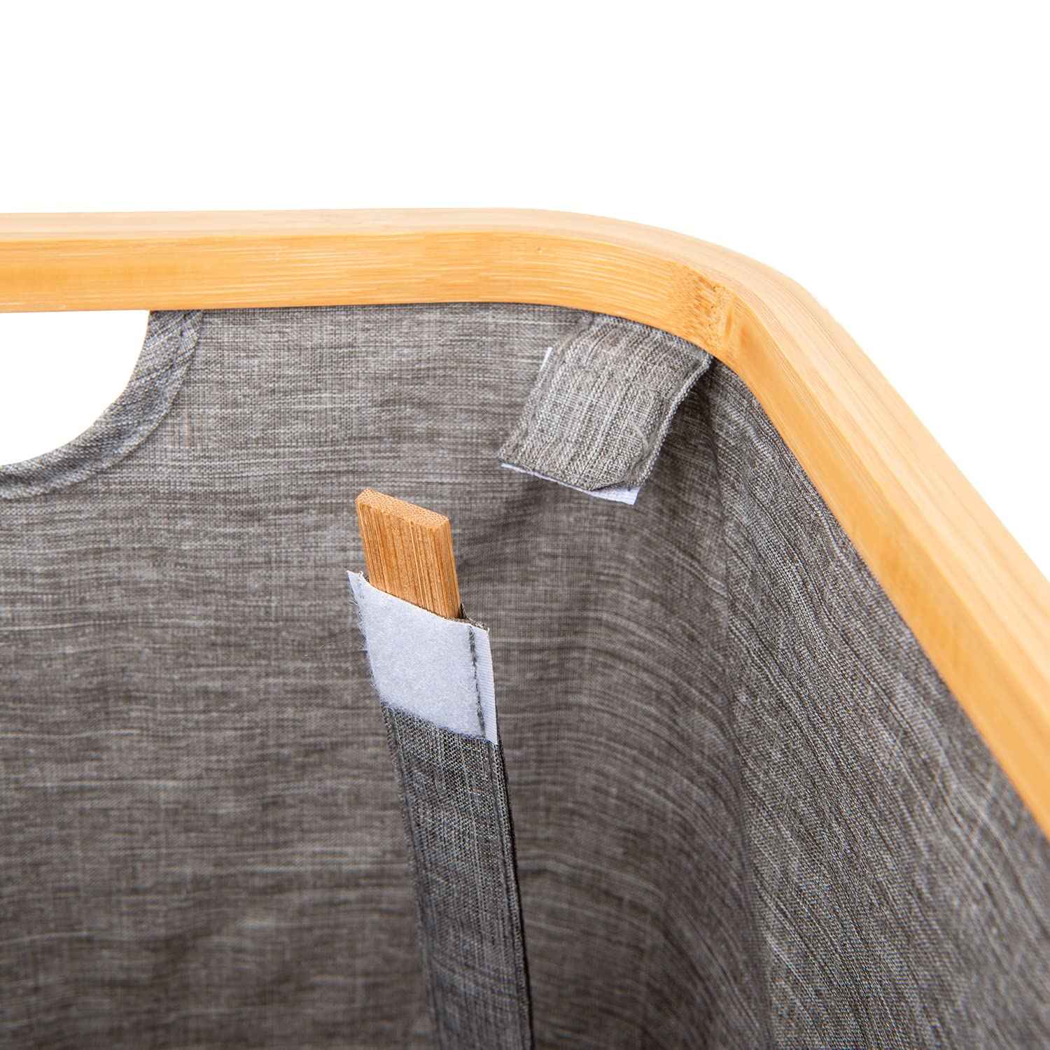 Naturoom 44L Bamboo Storage Basket | Laundry Hamper, Folding Bamboo Frame Fabric Shelf Basket With Handles, Large Cube Organizer For Bathroom, Bedroom Dirty Clothes/Towels/Blankets/Toys Storage Bin