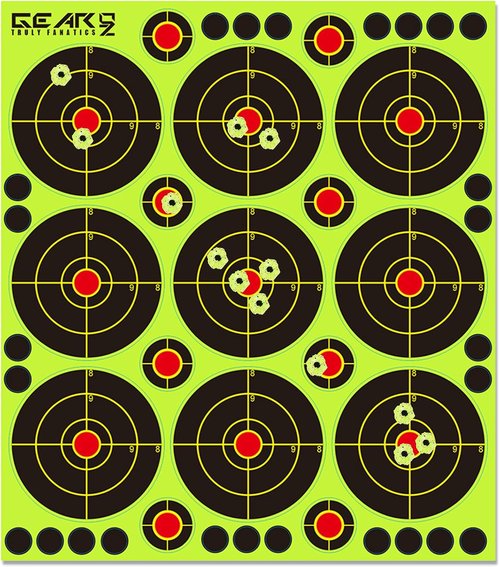 GearOZ Bullseye Splatter Target Stickers - 90-225 PCS Reactive Shooting Paper Targets | Adhesive for BB & Airsoft
