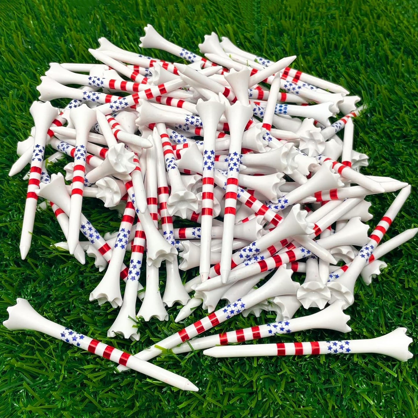 Dukars Plastic 3 1/4 Unbreakable Performance Golf Tees, Stars and Stripes, 100 Count (Stars and Stripes, Plastic)