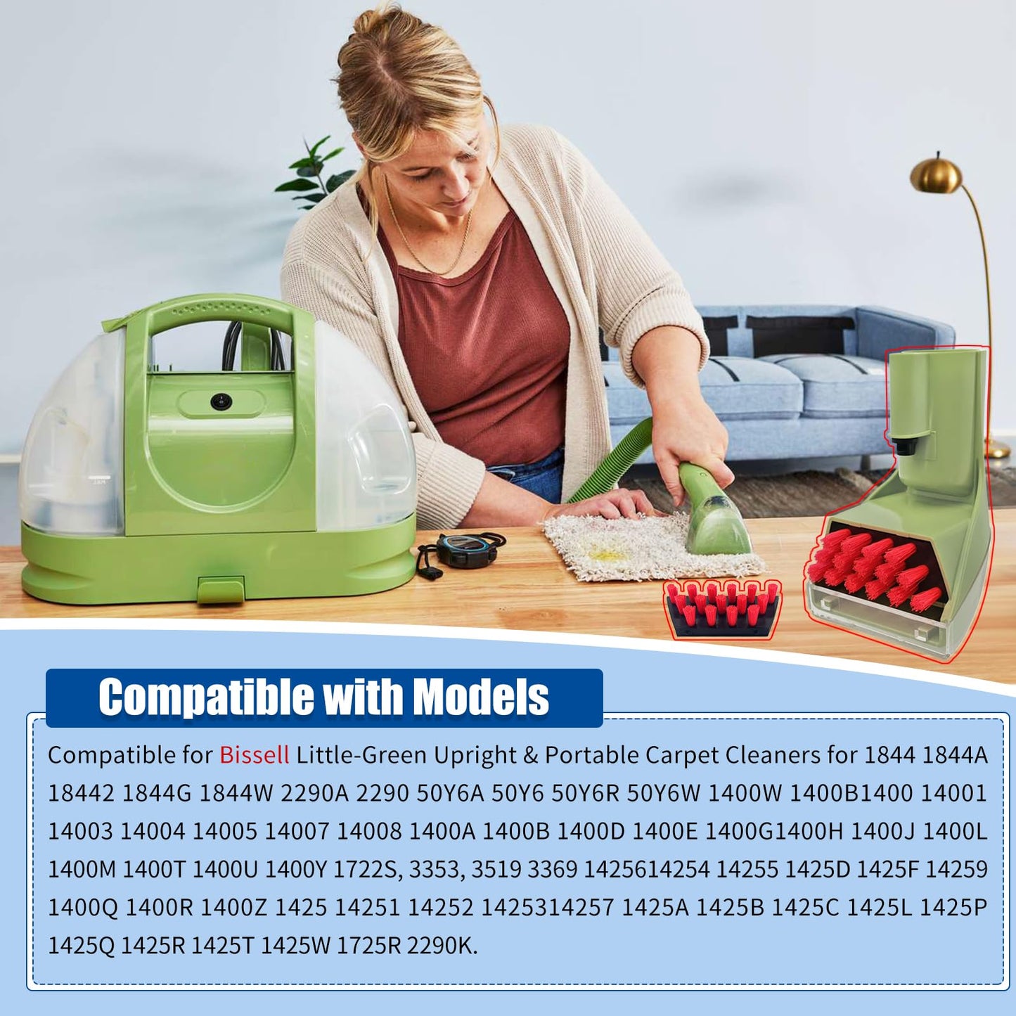 Detetap 1400B Tough Stain Brush for Bissell Little-Green Vacuums Replacement Brush Head Compatible with Bissell 1400B 1425 1400W 1400 1844 2290A Series Vacuums