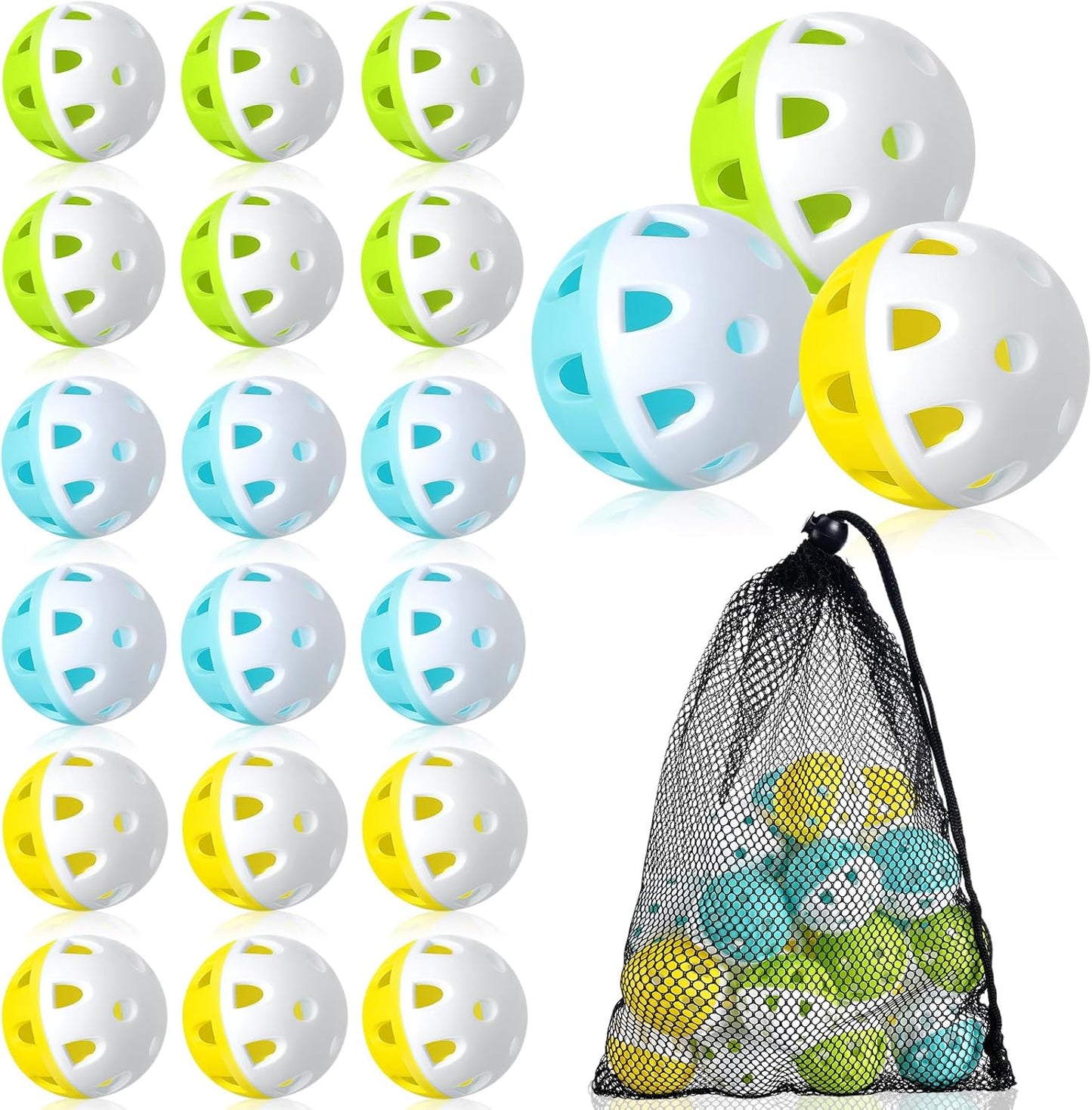 VioraWhite Mini Plastic Baseballs - 48/24 Pcs 1.65 Inch Lightweight Practice Balls with Drawstring Bag for Indoor/Outdoor Training