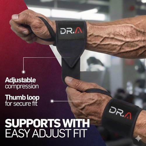 Dr. Arthritis Weight Lifting Wrist Wraps - Heavy-Duty Non-Slip Straps for Weightlifting & Training | Black Pair