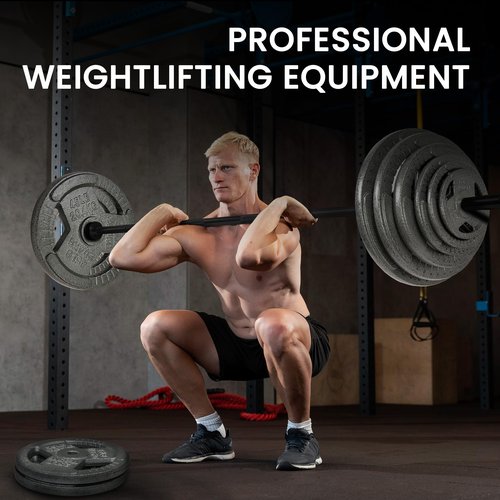 Fitvids Olympic Barbell Bar for Weightlifting and Power Lifting, 700 Pound Capacity, 5-Foot,Black