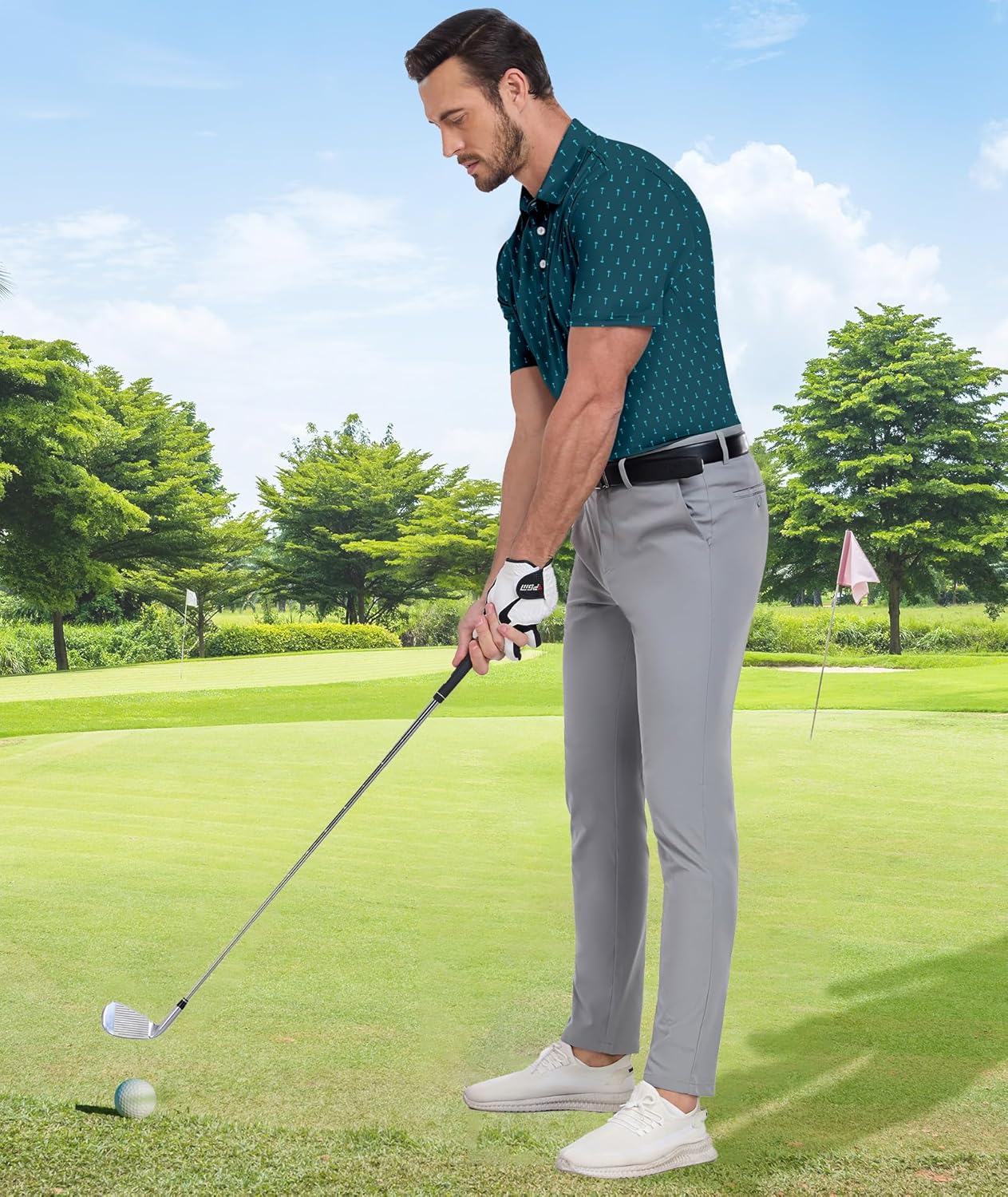 ZITY Men's Golf Polo Shirt - Short Sleeve Moisture-Wicking Performance with Stylish Print Patterns