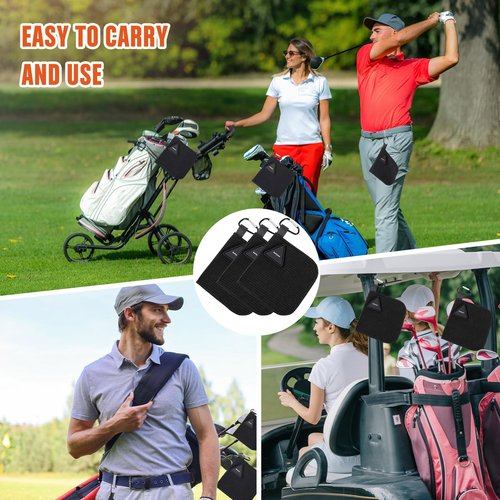 Batiyeer 3 Pack Small Magnetic Golf Towels Gift for Men 5.5 x 5.5 Inch Microfiber Waffle Material with Clip Pocket Golf Towel with Magnet for Carts Fall Camping Club Men Women (Black)