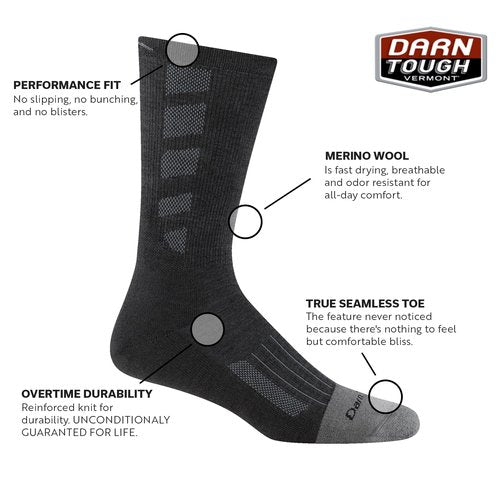 Darn Tough Vermont Stanley K Boot Socks for Men, Gravel, Medium - Work Boot Socks, Lightweight with Cushion Men's