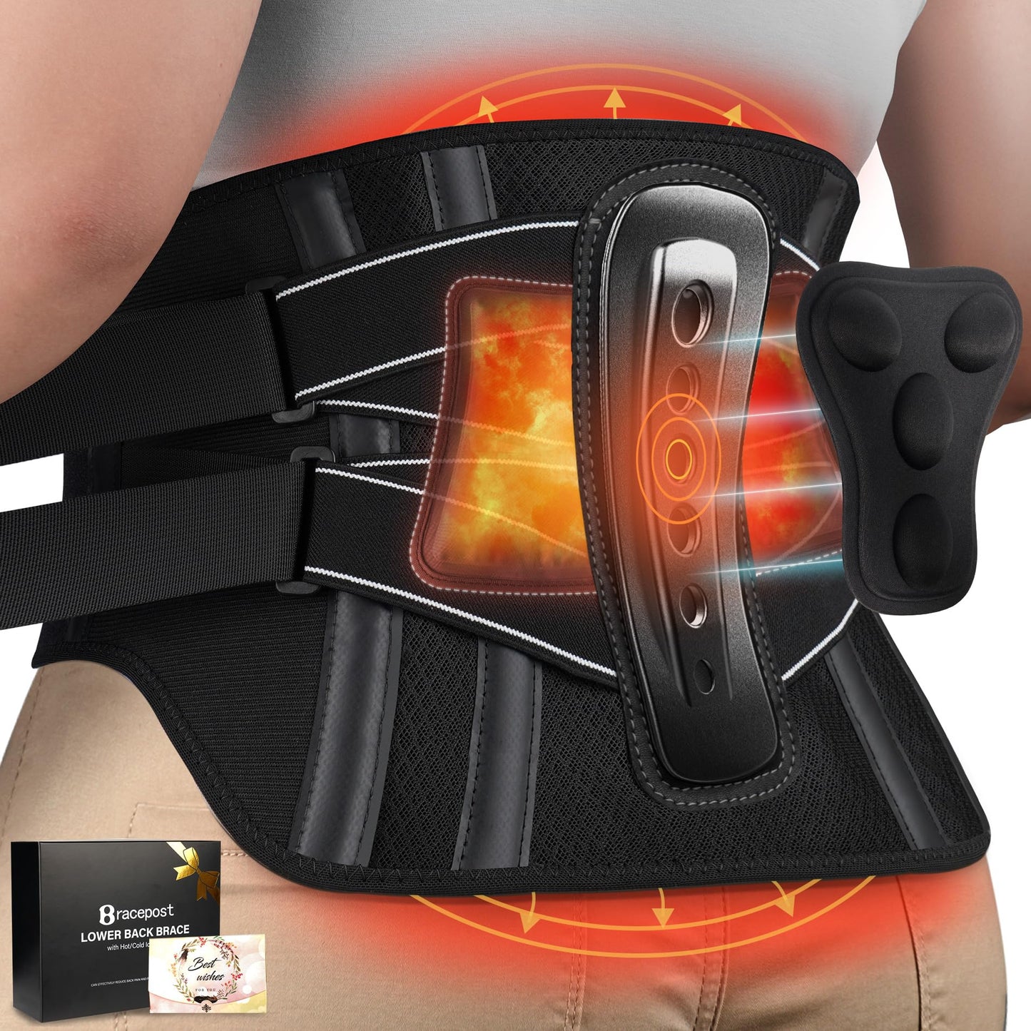Back Brace For Lower Back Pain Women Men With 360°Support & Hot/Cold Compress,Breathable Back Support Belt With 3D Pad,Adjustable Back Brace For Sciatica,Herniated Disc,Scoliosis,XXL