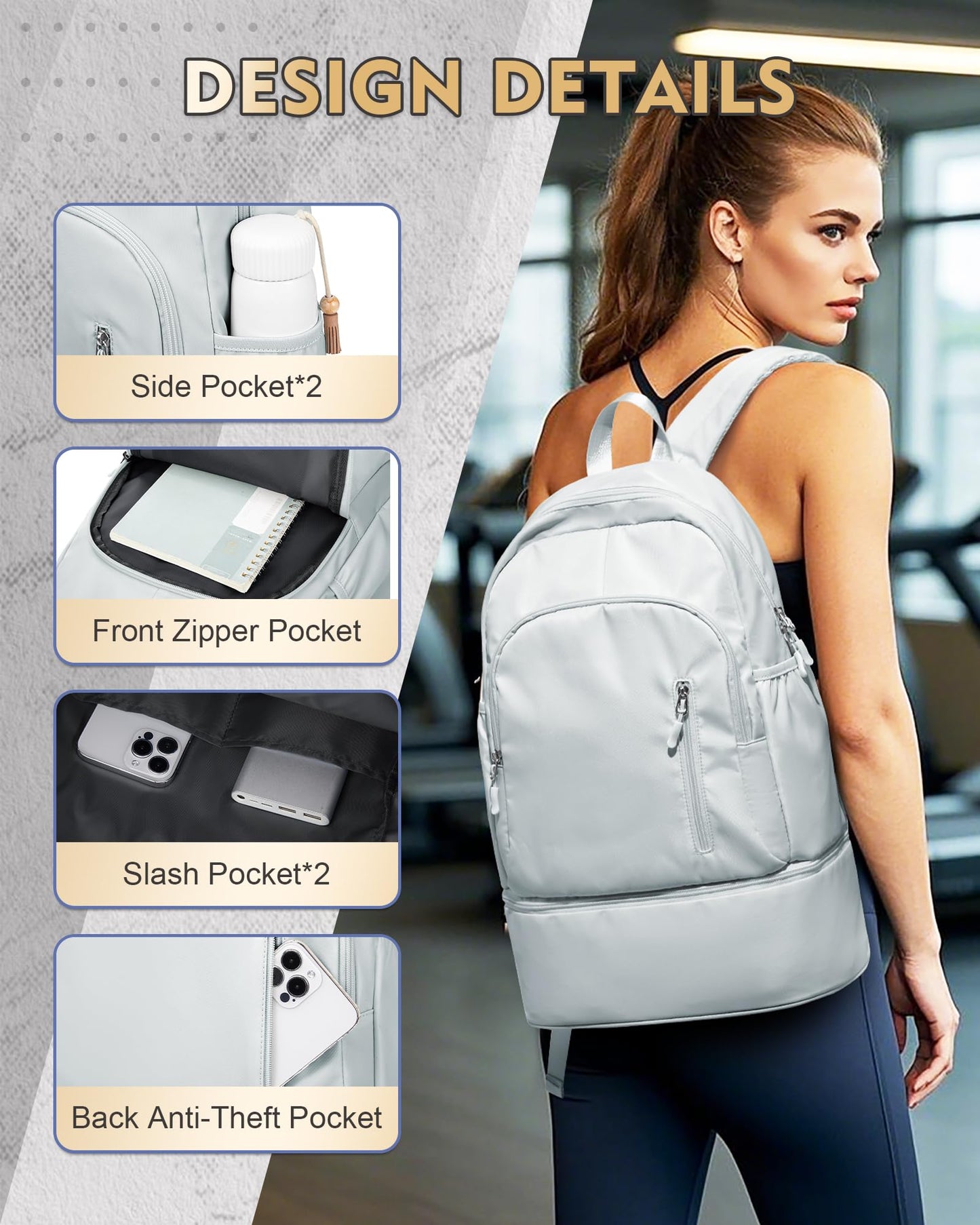 VENATIN Gym Backpack for Women Men, Lightweight Gym Bag with Shoe Compartment, Waterproof Backpack Sports Essentials with Wet Pocket for Fitness Yoga Sports, Blue