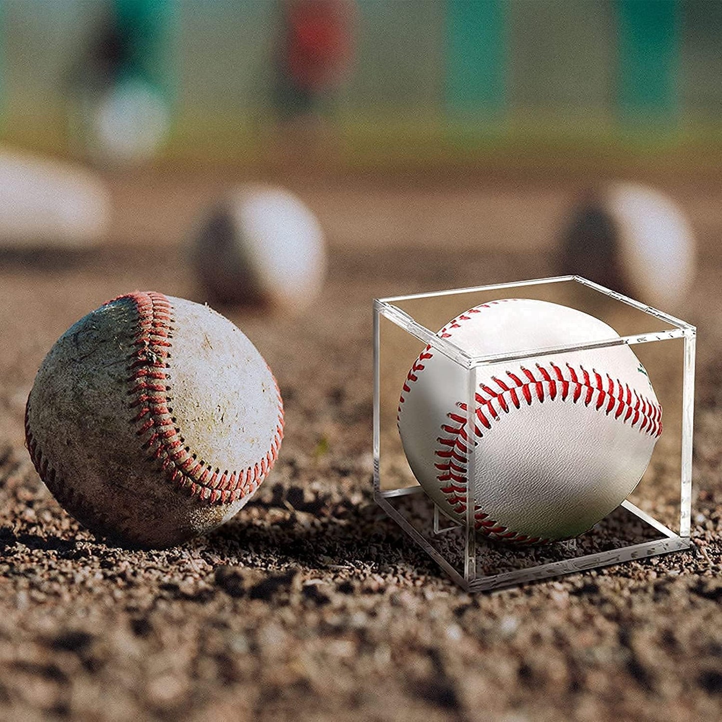 Skiennix Baseball Display Case - UV Protected Acrylic Cube for Memorabilia | 4 Pack, Clear Autograph Ball Protector