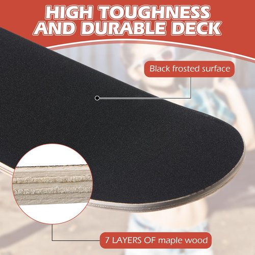 Meooeck 12 Pcs Blank Skateboard Decks for Art Painting 32 x 8 in, Wood Maple Skateboard Replacement 7 Ply Double Tail Plain Unfinished Skate Board with Sandpaper for Enthusiasts DIY Back School Gifts