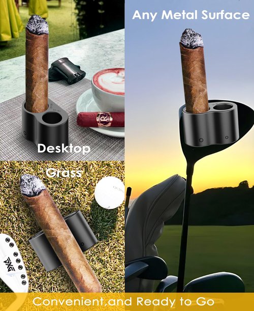 eddyrise Premium Silicone Cigar Holder for Golf Cart – Dual Slot Design with 4 Ultra-Strong Magnets, Universal Golf Cart Cigar Holder Magnetic, Effortless One-Hand Operation Smoking Accessories Black