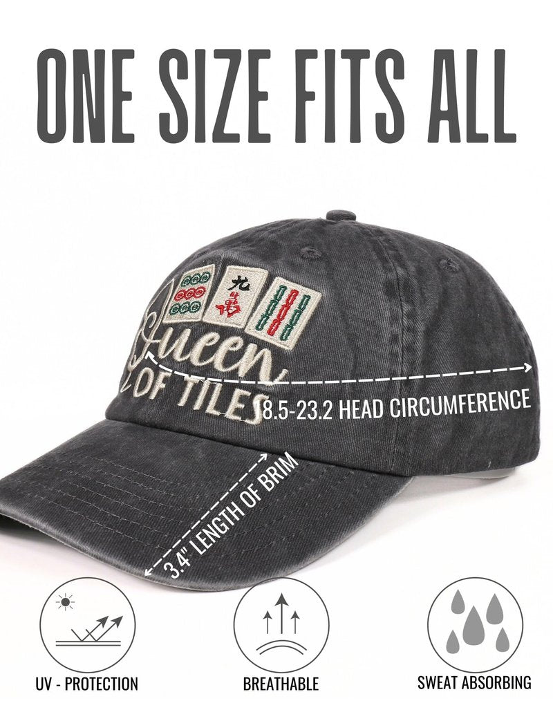 InnoBeta Mahjong Gifts for Women, Funny Embroidered Adjustable Cap for Mahjong Lovers, Friends for Birthday Christmas Grey