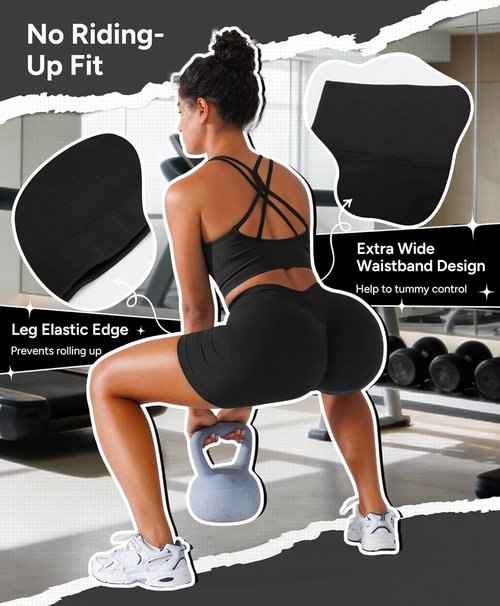BRXL Scrunch Butt Lifting Shorts - V Back Seamless High Waist Compression for Women | 5" Gym Shorts