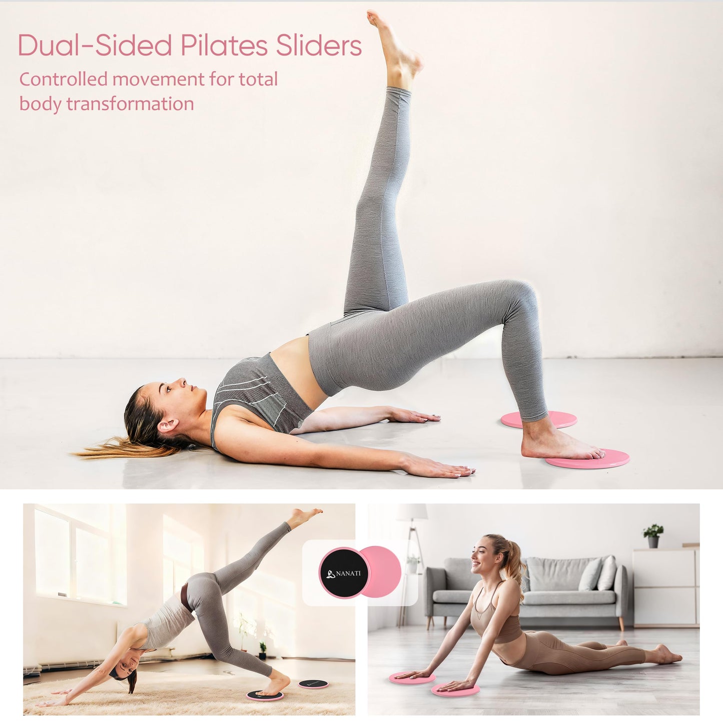 NANATI Pilates Kit 18PCS, Pilates Essentials Kit for Women Home Workouts, Pilates Equipment with 14.5" Pilates Ring and Ball,7 Resistance Bands,Ankle Weights,Sliders & Grip Socks for Beginners