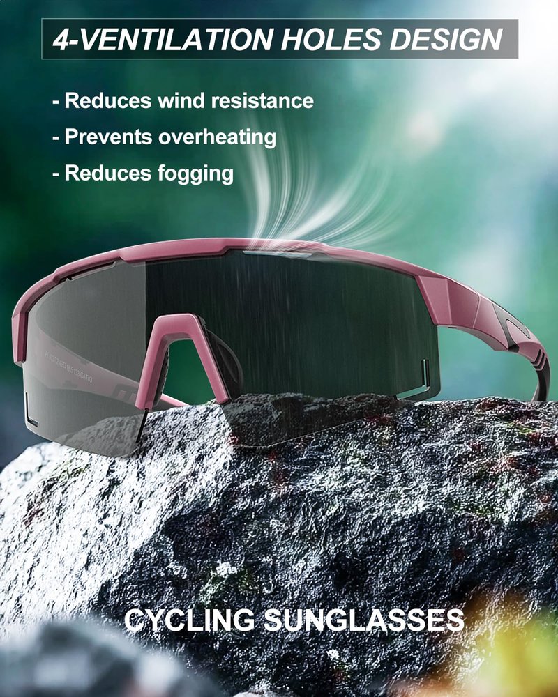 Pluxmooc Polarized Running Sunglasses for Women Men, Sports Sun Glasses for Cycling Baseball Golf Hiking Pickleball UV400 Protection (VK933/T2 Purple)