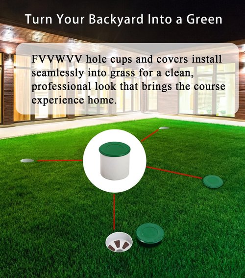 FVVWVV 2 Sets Golf Hole Cup with Cups Cover, Golf Accessories for Backyard Practice Putting Green, Enhanced Home Golfing Experience (2 Sets)