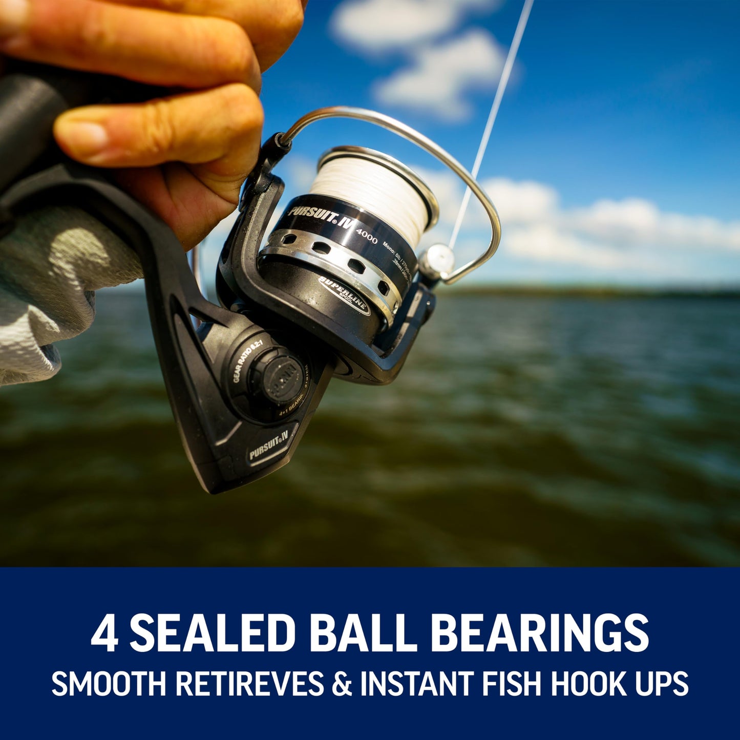 PENN Pursuit IV Inshore/Nearshore Spinning Fishing Reel, Size 5000, HT-100 Front Drag, Max of 20lb, 5 Sealed Stainless Steel Ball Bearing System, Built with Carbon Fiber Drag Washers, Black Silver