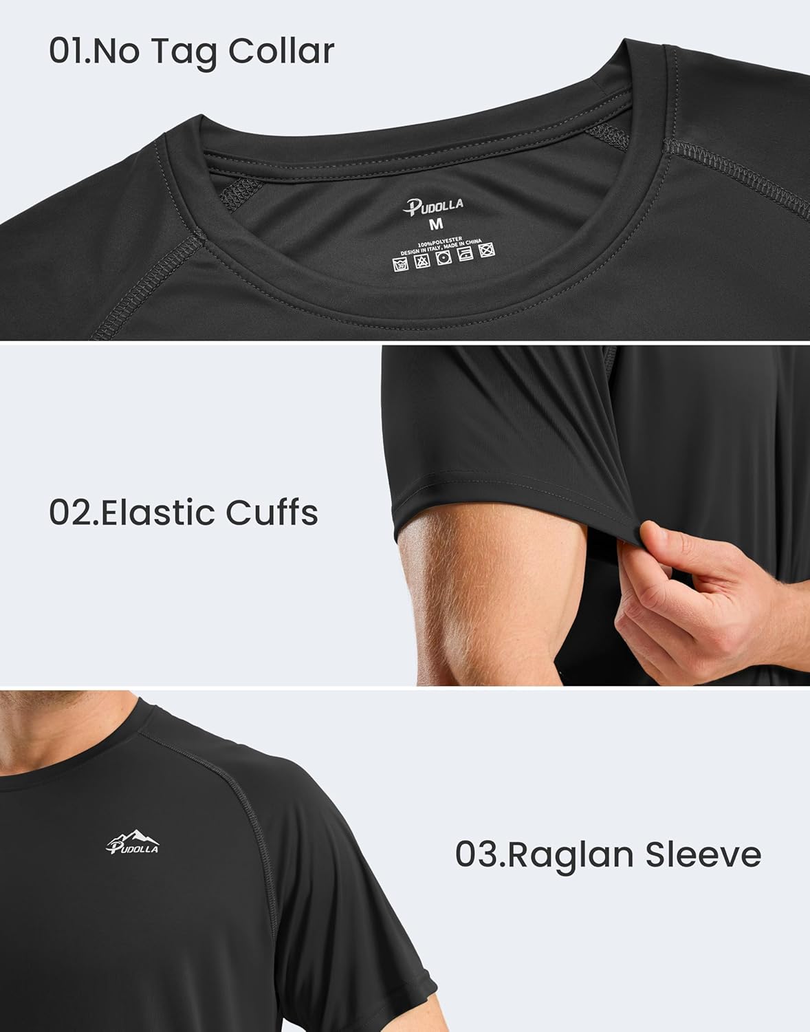 Pudolla Men's Rashguard Swim Shirt - UPF 50+ Sun Protection | Quick-Dry Lightweight Beach Wear