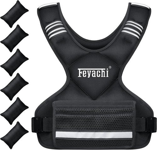 Feyachi Adjustable Weighted Vest - 3-32 lbs X-Type Weight Vest with Reflective Stripe for Running & Training