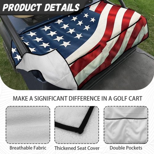 Generic Golf Cart Seat Covers - Red/White/Blue - Polyester, Spandex - Universal Fit - Golf Cart