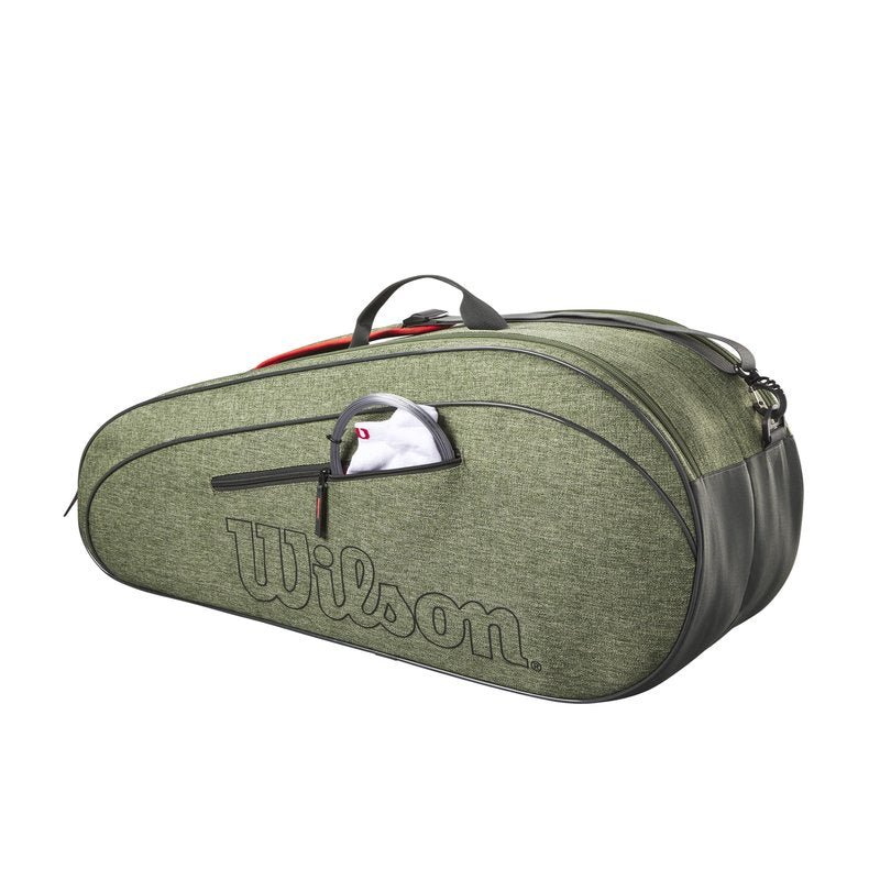 Wilson Team Tennis Racket Bag - Heather Green, Holds up to 6 Rackets