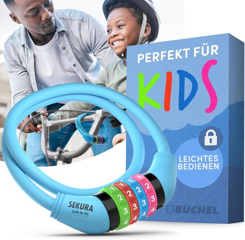 Büchel Bike Locks - Colorful Keyless Cable Lock for Kids - Secure & Easy-to-Use Bicycle Accessory