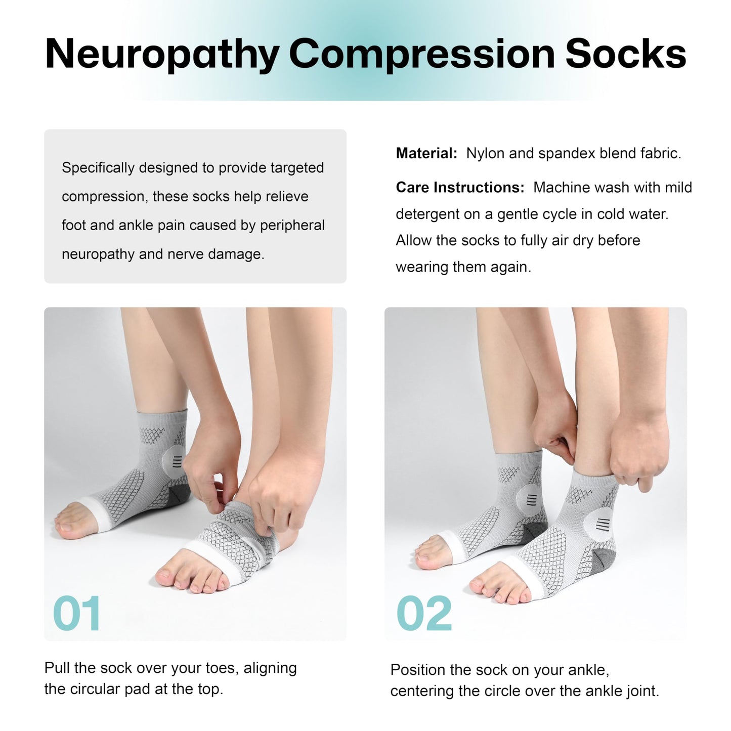 3 Pairs Neuropathy Socks for Women & Men, Toeless Plantar Fasciitis Socks for Achilles Tendonitis Relief, Arch Support, Foot Pain Relief, Compression Ankle Socks for Swelling (Black+Black+Black, Large)