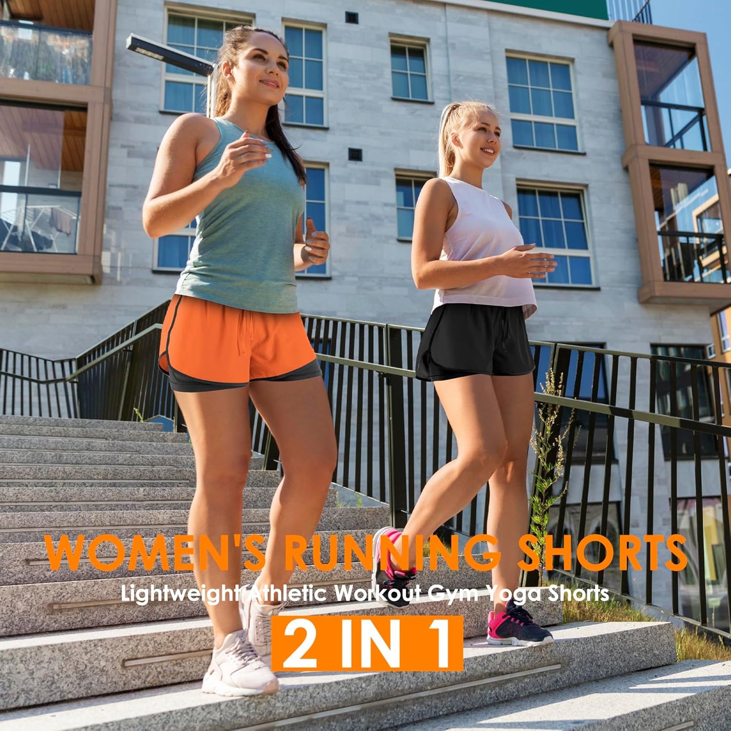 Yevrimow Women's 2-in-1 High-Waisted Running Shorts | Athletic Gym & Yoga Shorts with Liner Pockets