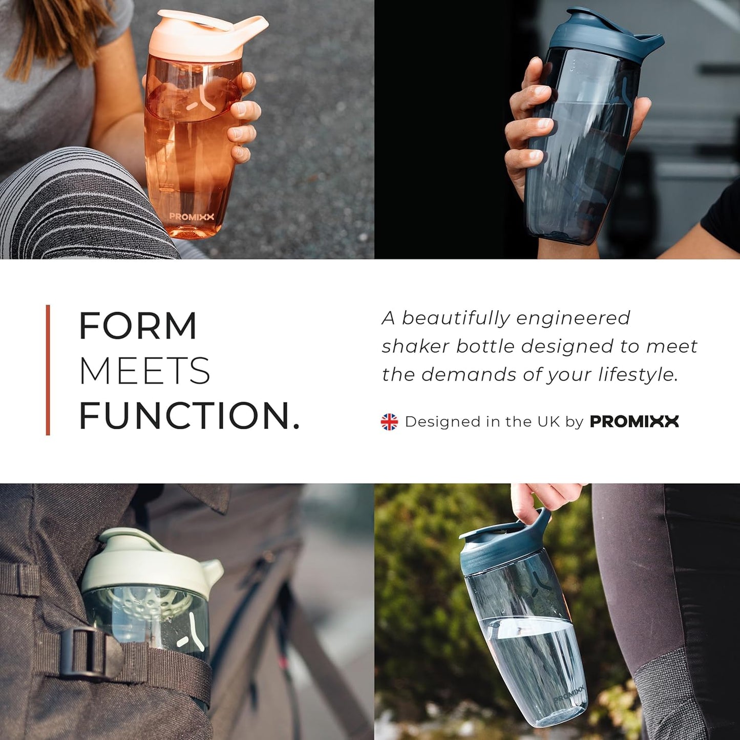 Promixx Pursuit Protein Shaker Bottle - 24 oz Silent No-Ball Mixer, Leak-Proof, BPA-Free, Easy-Clean